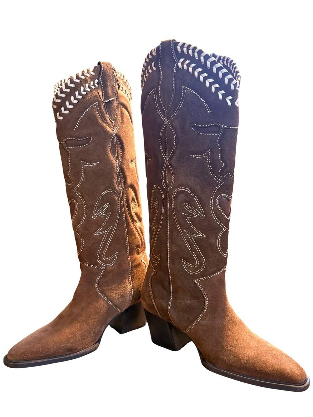 ZARA Brown Suede Cowboy Boots in 
Sz 37 - Picture 3 of 7